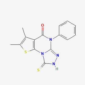 molecular formula C15H12N4OS2 B5560560 8-巯基-2,3-二甲基-5-苯基噻吩[3,2-e][1,2,4]三唑并[4,3-a]嘧啶-4(5H)-酮 