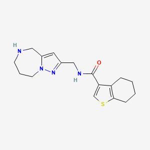 molecular formula C17H22N4OS B5560568 N-(5,6,7,8-tetrahydro-4H-pyrazolo[1,5-a][1,4]diazepin-2-ylmethyl)-4,5,6,7-tetrahydro-1-benzothiophene-3-carboxamide hydrochloride 