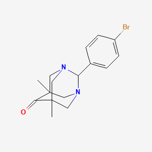 molecular formula C16H19BrN2O B5560572 2-(4-溴苯基)-5,7-二甲基-1,3-二氮杂三环[3.3.1.1~3,7~]癸-6-酮 