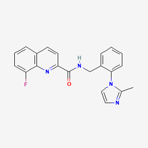 molecular formula C21H17FN4O B5560585 8-fluoro-N-[2-(2-methyl-1H-imidazol-1-yl)benzyl]-2-quinolinecarboxamide 