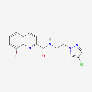 molecular formula C15H12ClFN4O B5560626 N-[2-(4-chloro-1H-pyrazol-1-yl)ethyl]-8-fluoro-2-quinolinecarboxamide 