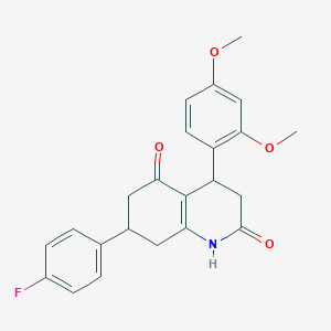 molecular formula C23H22FNO4 B5560649 4-(2,4-dimethoxyphenyl)-7-(4-fluorophenyl)-4,6,7,8-tetrahydro-2,5(1H,3H)-quinolinedione 