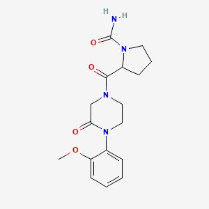 molecular formula C17H22N4O4 B5560669 2-{[4-(2-methoxyphenyl)-3-oxo-1-piperazinyl]carbonyl}-1-pyrrolidinecarboxamide 