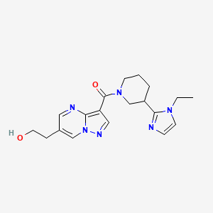 molecular formula C19H24N6O2 B5560691 2-(3-{[3-(1-ethyl-1H-imidazol-2-yl)-1-piperidinyl]carbonyl}pyrazolo[1,5-a]pyrimidin-6-yl)ethanol 