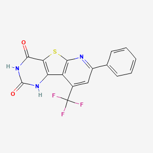 molecular formula C16H8F3N3O2S B5560710 4-hydroxy-7-phenyl-9-(trifluoromethyl)pyrido[3',2':4,5]thieno[3,2-d]pyrimidin-2(1H)-one 