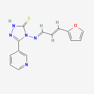 molecular formula C14H11N5OS B5560782 4-{[3-(2-呋喃基)-2-丙烯-1-亚胺基]氨基}-5-(3-吡啶基)-4H-1,2,4-三唑-3-硫醇 