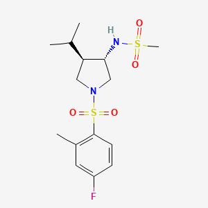 molecular formula C15H23FN2O4S2 B5560790 N-{(3S*,4R*)-1-[(4-氟-2-甲苯磺酰基]-4-异丙基-3-吡咯烷基}甲磺酰胺 