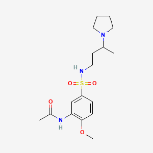 molecular formula C17H27N3O4S B5560820 N-[2-methoxy-5-({[3-(1-pyrrolidinyl)butyl]amino}sulfonyl)phenyl]acetamide 