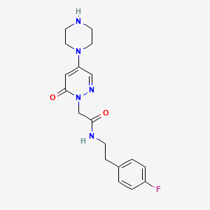 molecular formula C18H22FN5O2 B5560841 N-[2-(4-fluorophenyl)ethyl]-2-[6-oxo-4-(1-piperazinyl)-1(6H)-pyridazinyl]acetamide hydrochloride 