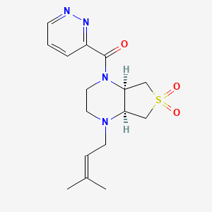 molecular formula C16H22N4O3S B5560858 (4aR*,7aS*)-1-(3-甲基-2-丁烯-1-基)-4-(3-吡啶并嘧啶甲酰基)八氢噻吩并[3,4-b]吡嗪 6,6-二氧化物 