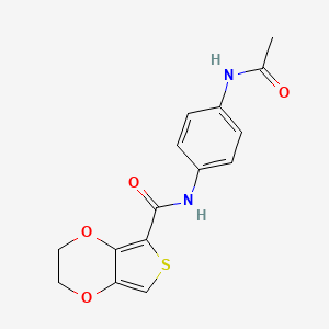 molecular formula C15H14N2O4S B5560906 N-[4-(乙酰氨基)苯基]-2,3-二氢噻吩并[3,4-b][1,4]二氧杂环-5-甲酰胺 