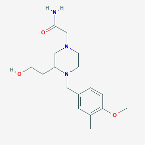 molecular formula C17H27N3O3 B5560911 2-[3-(2-hydroxyethyl)-4-(4-methoxy-3-methylbenzyl)-1-piperazinyl]acetamide 