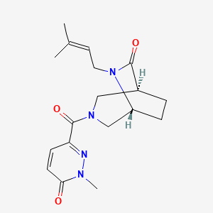 molecular formula C18H24N4O3 B5560924 (1S*,5R*)-6-(3-methyl-2-buten-1-yl)-3-[(1-methyl-6-oxo-1,6-dihydro-3-pyridazinyl)carbonyl]-3,6-diazabicyclo[3.2.2]nonan-7-one 