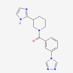 molecular formula C17H18N6O B5560925 3-(1H-咪唑-2-基)-1-[3-(4H-1,2,4-三唑-4-基)苯甲酰]哌啶 