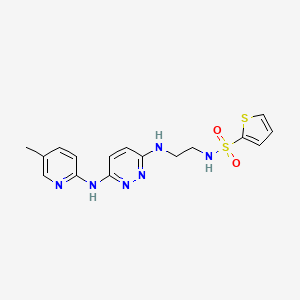 molecular formula C16H18N6O2S2 B5560929 N-[2-({6-[(5-methyl-2-pyridinyl)amino]-3-pyridazinyl}amino)ethyl]-2-thiophenesulfonamide 