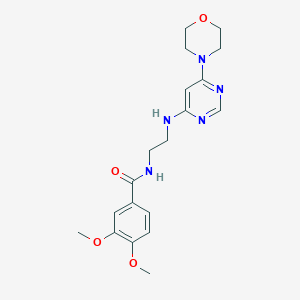 molecular formula C19H25N5O4 B5560962 3,4-dimethoxy-N-(2-{[6-(4-morpholinyl)-4-pyrimidinyl]amino}ethyl)benzamide 