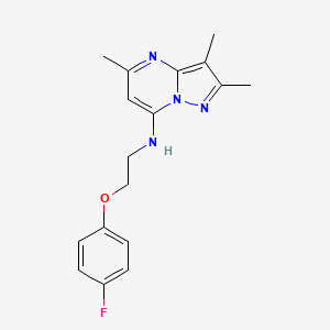 molecular formula C17H19FN4O B5560984 N-[2-(4-fluorophenoxy)ethyl]-2,3,5-trimethylpyrazolo[1,5-a]pyrimidin-7-amine 