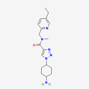 molecular formula C18H26N6O B5561024 1-(cis-4-aminocyclohexyl)-N-[(5-ethylpyridin-2-yl)methyl]-N-methyl-1H-1,2,3-triazole-4-carboxamide 