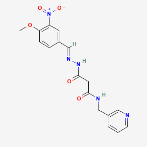 molecular formula C17H17N5O5 B5561029 3-[2-(4-methoxy-3-nitrobenzylidene)hydrazino]-3-oxo-N-(3-pyridinylmethyl)propanamide 