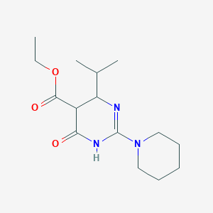 molecular formula C15H25N3O3 B5561034 ethyl 6-isopropyl-4-oxo-2-(1-piperidinyl)-1,4,5,6-tetrahydro-5-pyrimidinecarboxylate 