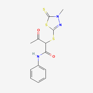molecular formula C13H13N3O2S3 B5561043 2-[(4-methyl-5-thioxo-4,5-dihydro-1,3,4-thiadiazol-2-yl)thio]-3-oxo-N-phenylbutanamide 