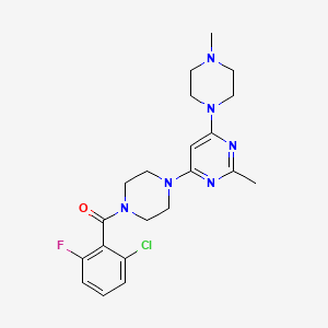 molecular formula C21H26ClFN6O B5561054 4-[4-(2-chloro-6-fluorobenzoyl)-1-piperazinyl]-2-methyl-6-(4-methyl-1-piperazinyl)pyrimidine 