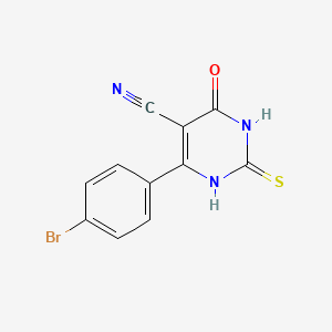 molecular formula C11H6BrN3OS B5561062 6-(4-溴苯基)-4-氧代-2-硫代-1,2,3,4-四氢-5-嘧啶碳腈 