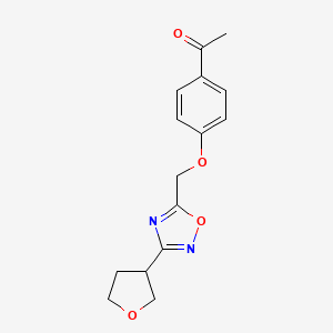 molecular formula C15H16N2O4 B5561066 1-(4-{[3-(tetrahydrofuran-3-yl)-1,2,4-oxadiazol-5-yl]methoxy}phenyl)ethanone 
