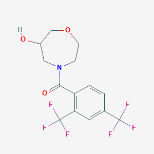 molecular formula C14H13F6NO3 B5561072 4-[2,4-bis(trifluoromethyl)benzoyl]-1,4-oxazepan-6-ol 