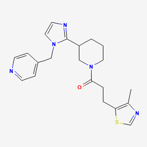molecular formula C21H25N5OS B5561079 4-[(2-{1-[3-(4-methyl-1,3-thiazol-5-yl)propanoyl]piperidin-3-yl}-1H-imidazol-1-yl)methyl]pyridine 