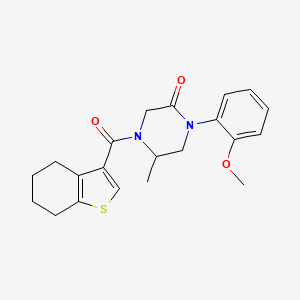 molecular formula C21H24N2O3S B5561084 1-(2-methoxyphenyl)-5-methyl-4-(4,5,6,7-tetrahydro-1-benzothien-3-ylcarbonyl)-2-piperazinone 