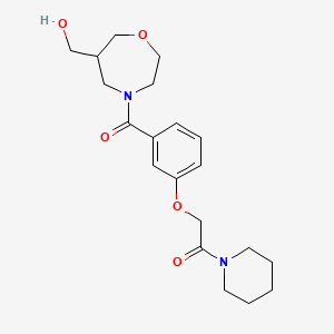 molecular formula C20H28N2O5 B5561091 {4-[3-(2-oxo-2-哌啶-1-基乙氧基)苯甲酰]-1,4-恶二杂环己烷-6-基}甲醇 