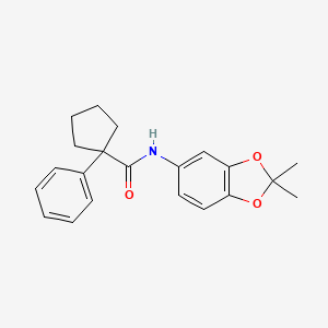 molecular formula C21H23NO3 B5561097 N-(2,2-二甲基-1,3-苯并二氧杂环-5-基)-1-苯基环戊烷甲酰胺 
