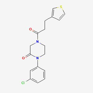 molecular formula C17H17ClN2O2S B5561126 1-(3-chlorophenyl)-4-[3-(3-thienyl)propanoyl]-2-piperazinone 