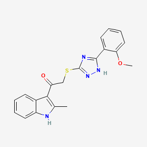 molecular formula C20H18N4O2S B5561131 2-{[5-(2-methoxyphenyl)-4H-1,2,4-triazol-3-yl]thio}-1-(2-methyl-1H-indol-3-yl)ethanone 