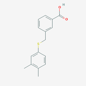 molecular formula C16H16O2S B5561159 3-{[(3,4-二甲苯基)硫代]甲基}苯甲酸 