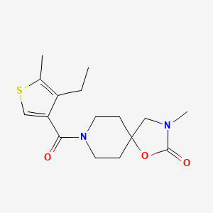 molecular formula C16H22N2O3S B5561162 8-[(4-ethyl-5-methyl-3-thienyl)carbonyl]-3-methyl-1-oxa-3,8-diazaspiro[4.5]decan-2-one 