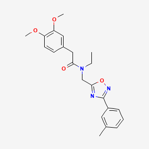 molecular formula C22H25N3O4 B5561187 2-(3,4-dimethoxyphenyl)-N-ethyl-N-{[3-(3-methylphenyl)-1,2,4-oxadiazol-5-yl]methyl}acetamide 