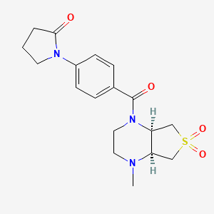 molecular formula C18H23N3O4S B5561210 1-(4-{[(4aS*,7aR*)-4-methyl-6,6-dioxidohexahydrothieno[3,4-b]pyrazin-1(2H)-yl]carbonyl}phenyl)-2-pyrrolidinone 