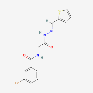 molecular formula C14H12BrN3O2S B5561240 3-bromo-N-{2-oxo-2-[2-(2-thienylmethylene)hydrazino]ethyl}benzamide 