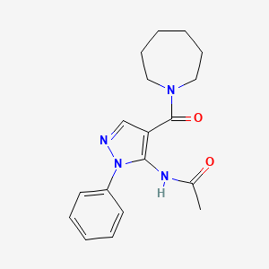molecular formula C18H22N4O2 B5561249 N-[4-(1-azepanylcarbonyl)-1-phenyl-1H-pyrazol-5-yl]acetamide 