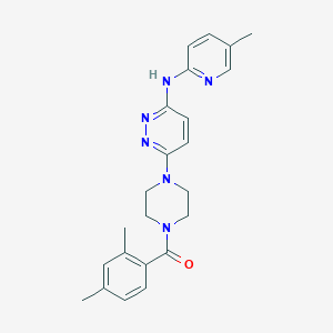 molecular formula C23H26N6O B5561271 6-[4-(2,4-dimethylbenzoyl)-1-piperazinyl]-N-(5-methyl-2-pyridinyl)-3-pyridazinamine 