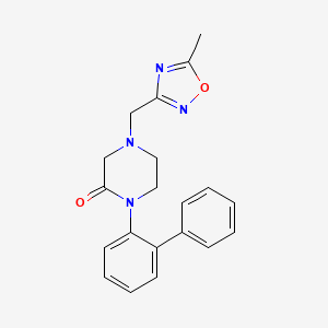 molecular formula C20H20N4O2 B5561300 1-(2-biphenylyl)-4-[(5-methyl-1,2,4-oxadiazol-3-yl)methyl]-2-piperazinone 