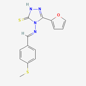 molecular formula C14H12N4OS2 B5561330 5-(2-furyl)-4-{[4-(methylthio)benzylidene]amino}-4H-1,2,4-triazole-3-thiol 