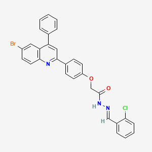 molecular formula C30H21BrClN3O2 B5561369 2-[4-(6-bromo-4-phenyl-2-quinolinyl)phenoxy]-N'-(2-chlorobenzylidene)acetohydrazide 
