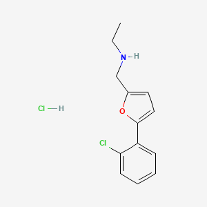 molecular formula C13H15Cl2NO B5561380 N-{[5-(2-chlorophenyl)-2-furyl]methyl}ethanamine hydrochloride 