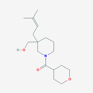 molecular formula C17H29NO3 B5561388 [3-(3-methyl-2-buten-1-yl)-1-(tetrahydro-2H-pyran-4-ylcarbonyl)-3-piperidinyl]methanol 