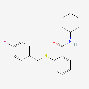 molecular formula C20H22FNOS B5561393 N-cyclohexyl-2-[(4-fluorobenzyl)thio]benzamide 