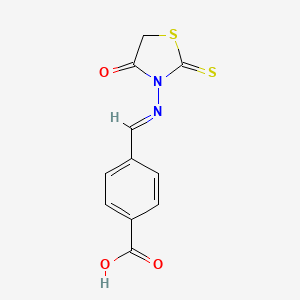 molecular formula C11H8N2O3S2 B5561404 4-{[(4-oxo-2-thioxo-1,3-thiazolidin-3-yl)imino]methyl}benzoic acid 