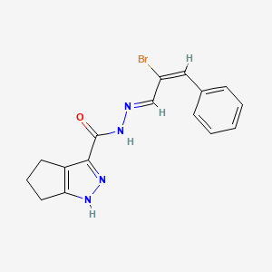 molecular formula C16H15BrN4O B5561419 N'-(2-bromo-3-phenyl-2-propen-1-ylidene)-1,4,5,6-tetrahydrocyclopenta[c]pyrazole-3-carbohydrazide 